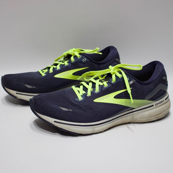 Brooks Ghost 15 Running Walking Shoes Navy Blue Neon Yellow Men Size 12D main image 14